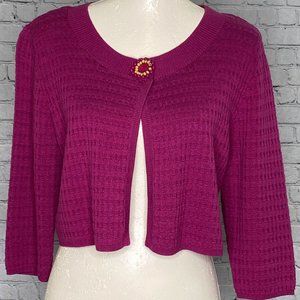 Ruby Rd Long Sleeve Sweater Shawl Top Button